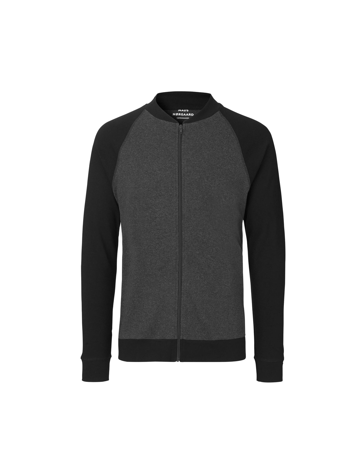 Cotton Rib Jacket Contrast, Black/Charcoal Melange