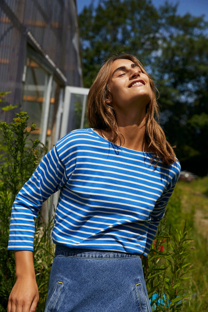 Bretagne Organic Thilke, Blue/Ecru