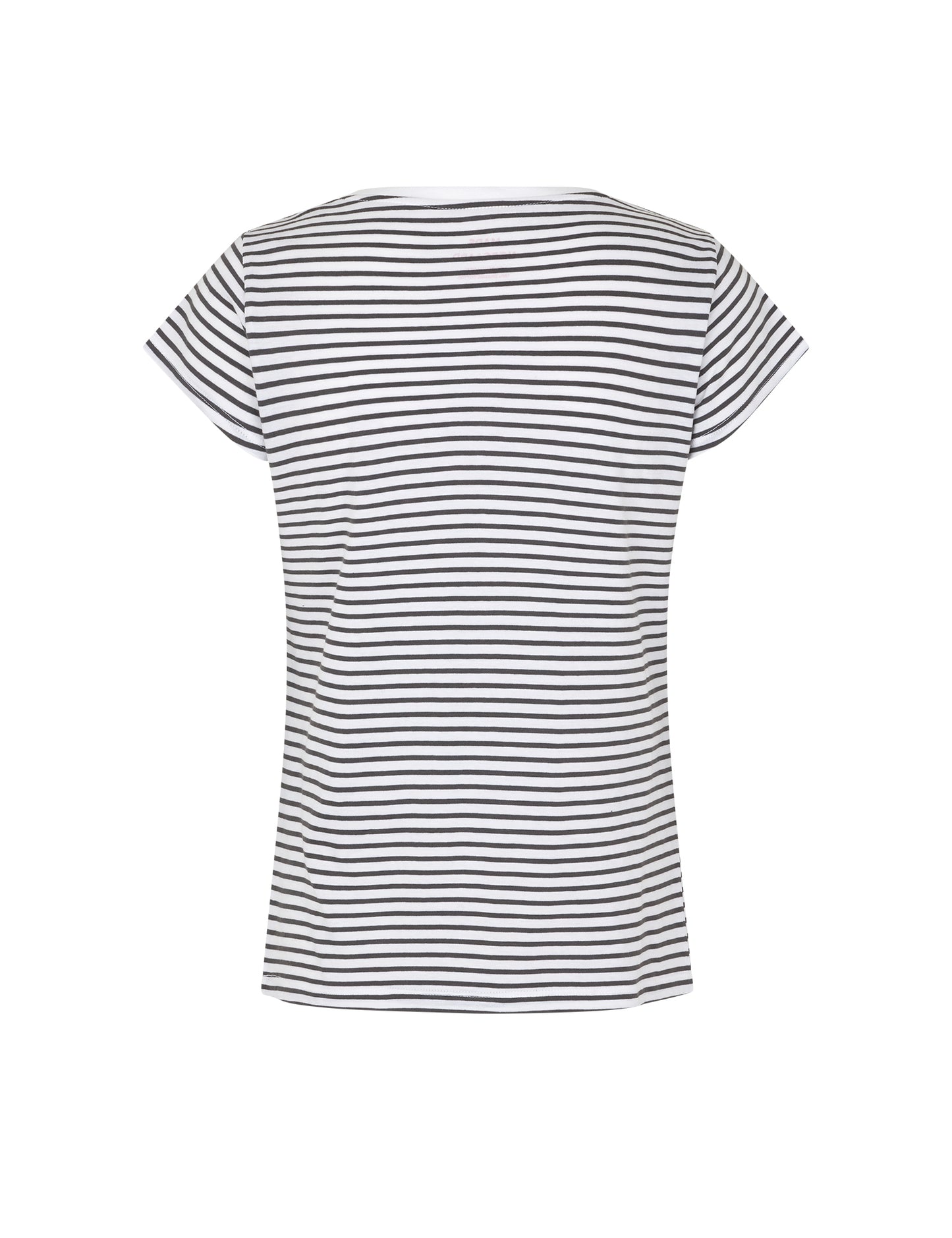 Organic Jersey Stripe Teasy Tee FAV, Asphalt/Brilliant White