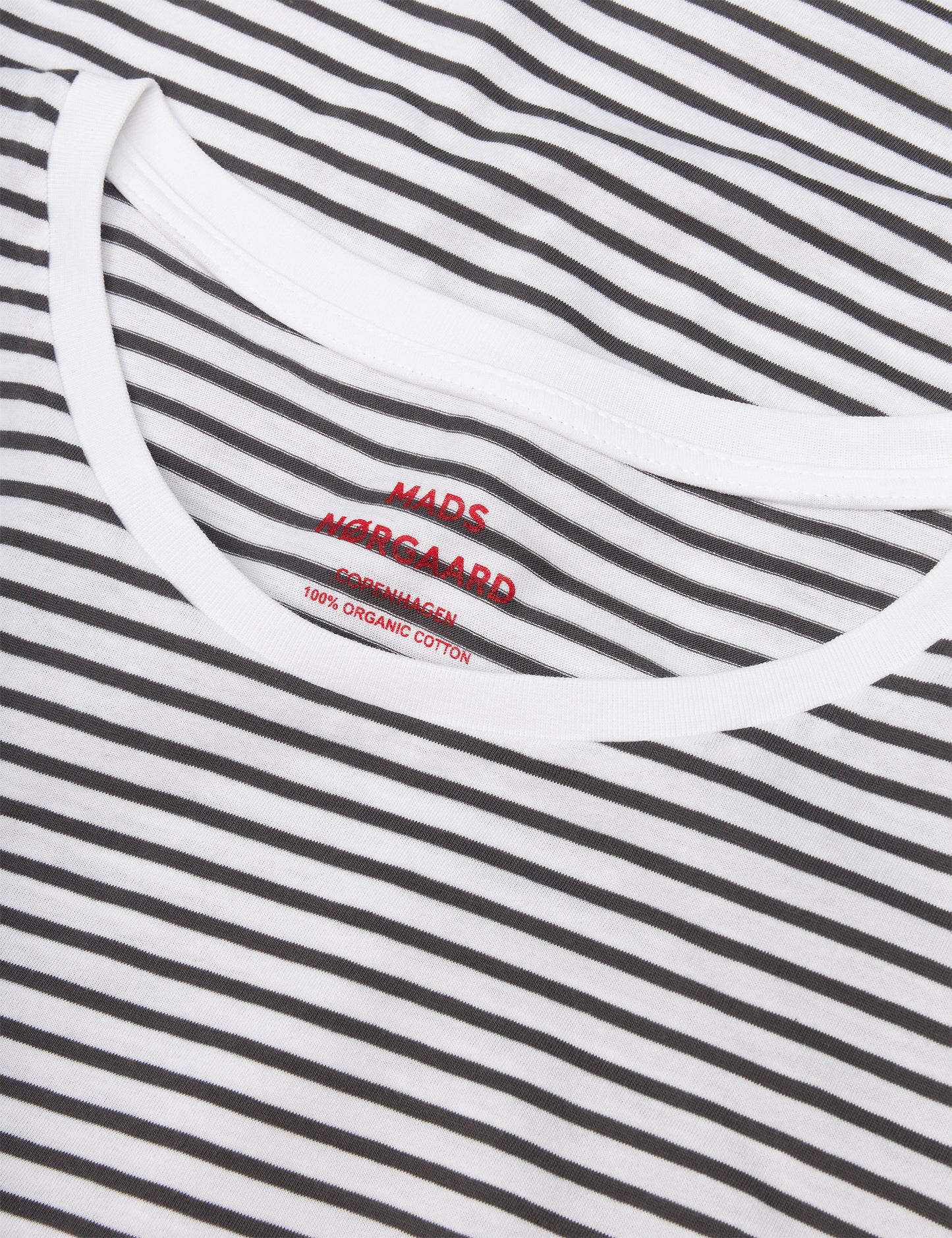 Organic Jersey Stripe Teasy Tee FAV, Asphalt/Brilliant White
