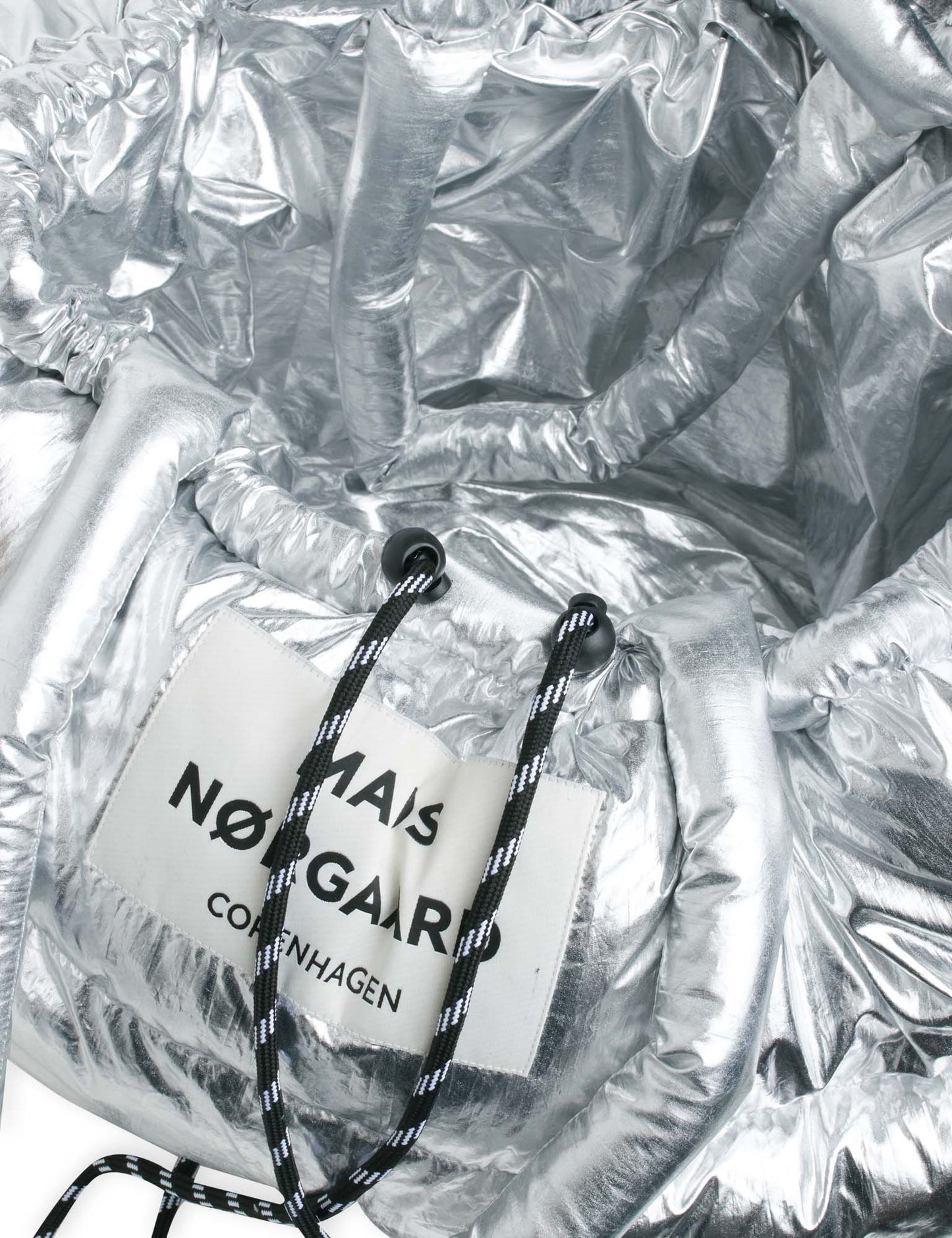 Crinkled Metal Cloud Bag, Silver