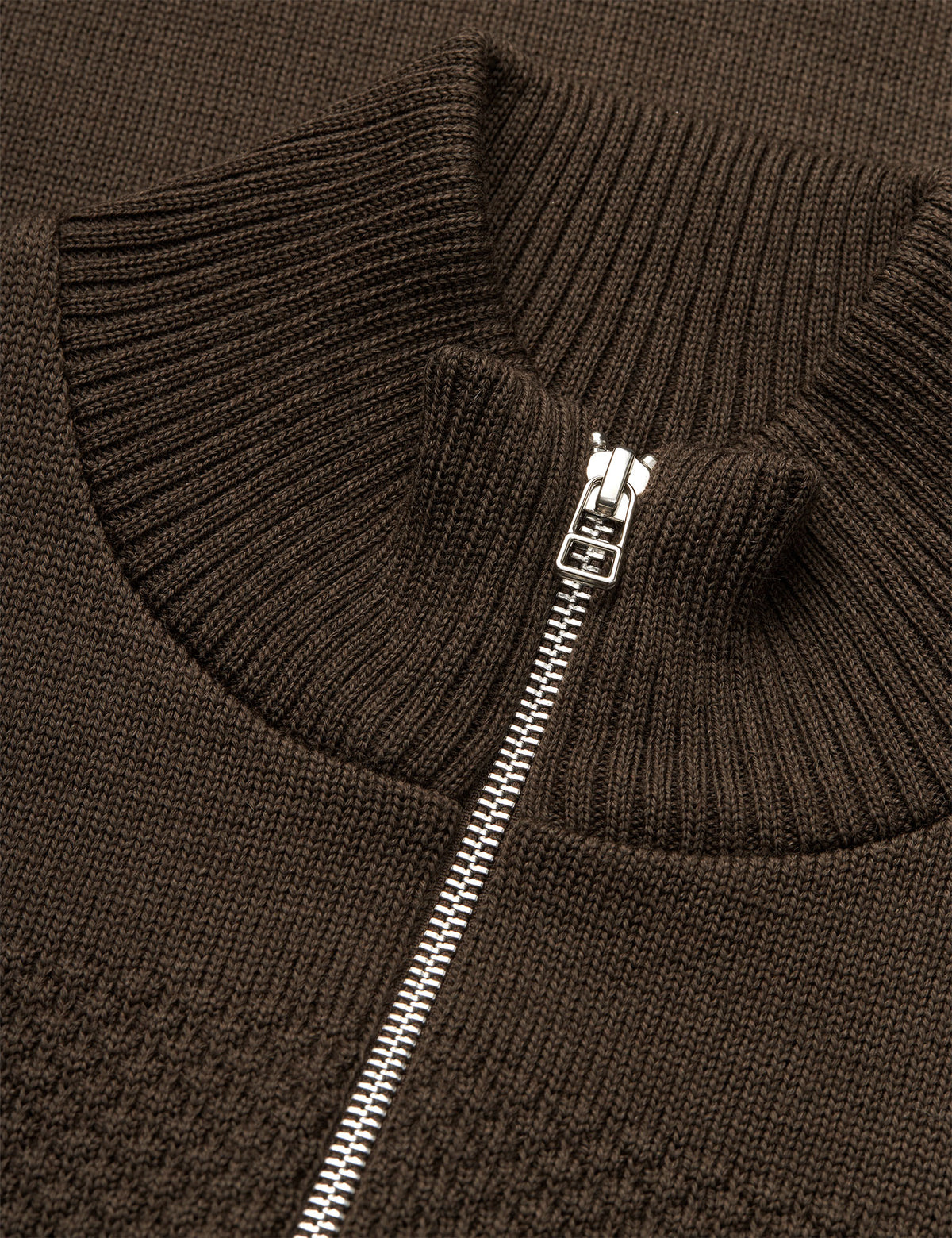Wool Klemens Zip Knit, Turkish Coffee
