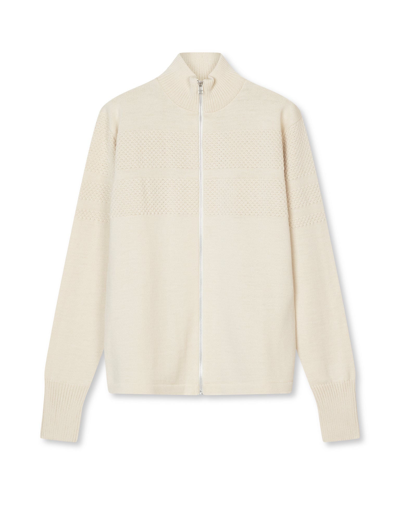 Wool Klemens Zip Knit, Vanilla Ice – MADS NØRGAARD – COPENHAGEN