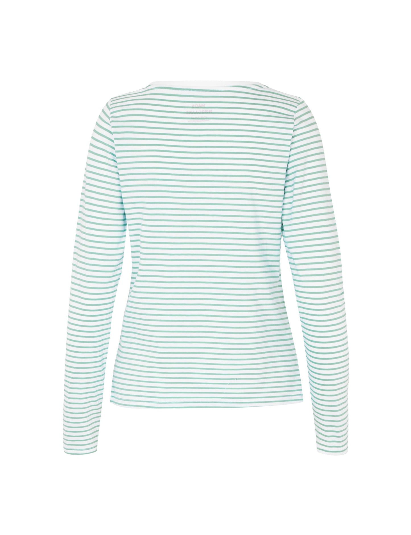 Organic Jersey Stripe Tenna Tee LS FAV, Créme de Menthe/Brilliant Whit
