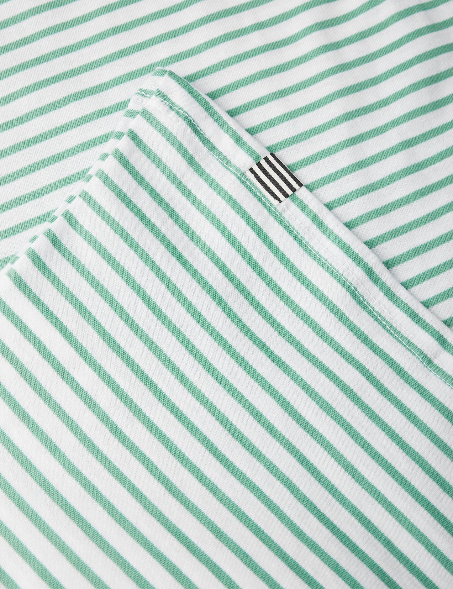 Organic Jersey Stripe Tenna Tee LS FAV, Créme de Menthe/Brilliant Whit