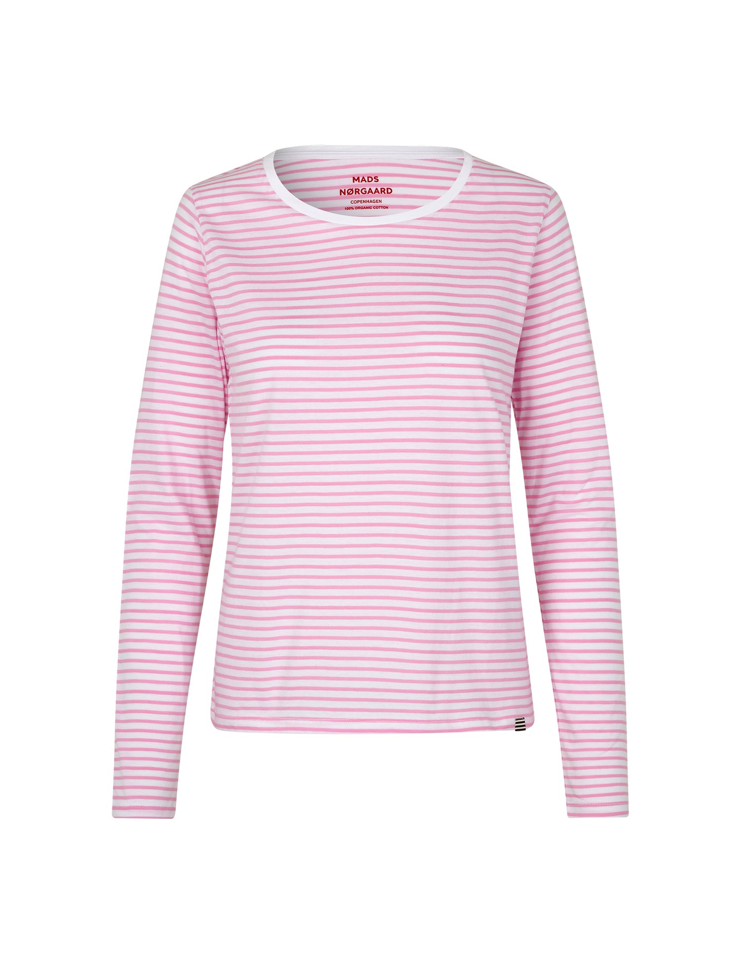 Fine Jersey Stripe Tenna Tee LS FAV, Begonia Pink/Brilliant White