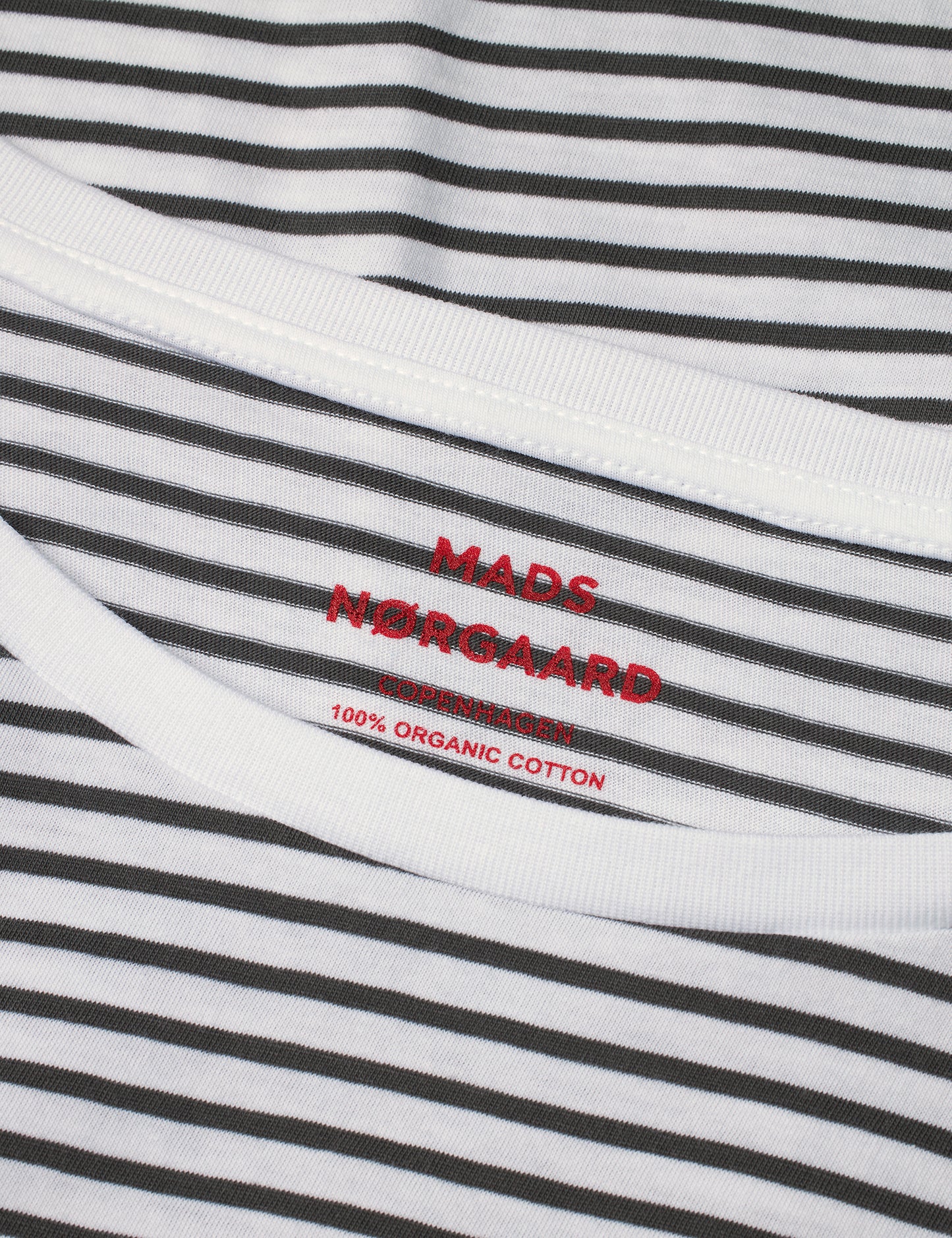 Organic Jersey Stripe Tenna Tee LS FAV, Asphalt/Brilliant White