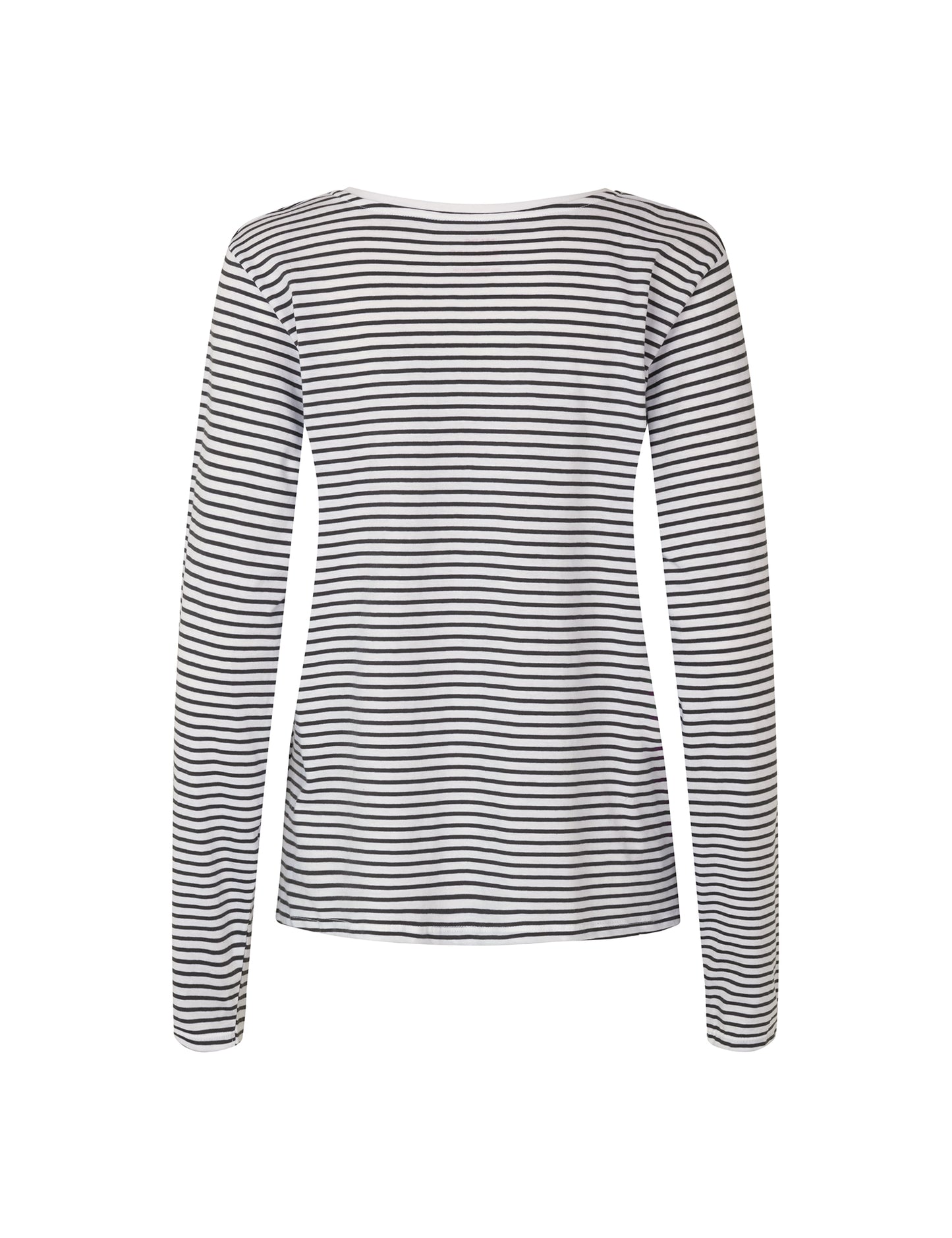 Organic Jersey Stripe Tenna Tee LS FAV, Asphalt/Brilliant White