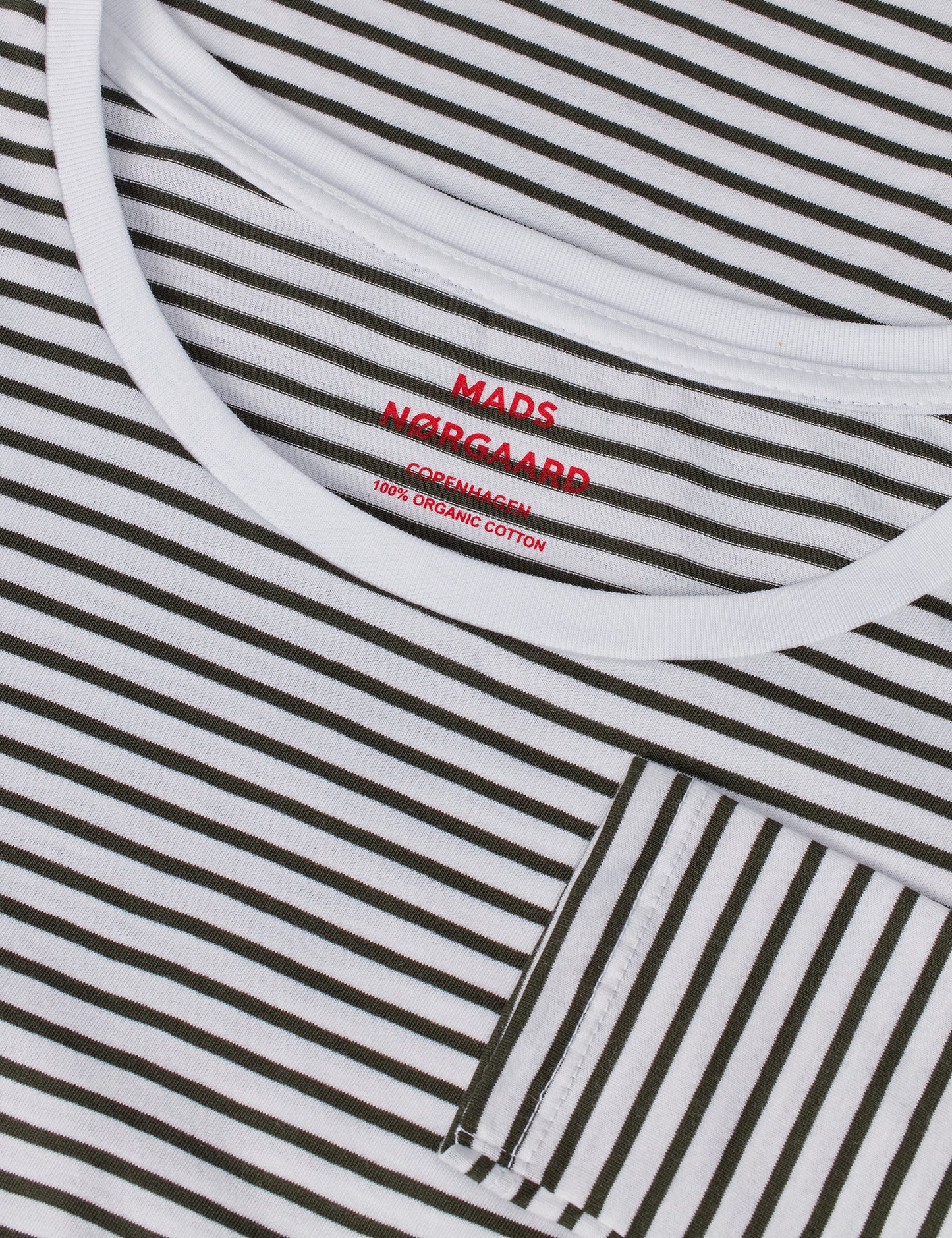 Organic Jersey Stripe Tenna Tee LS FAV, Rosin/Brilliant White