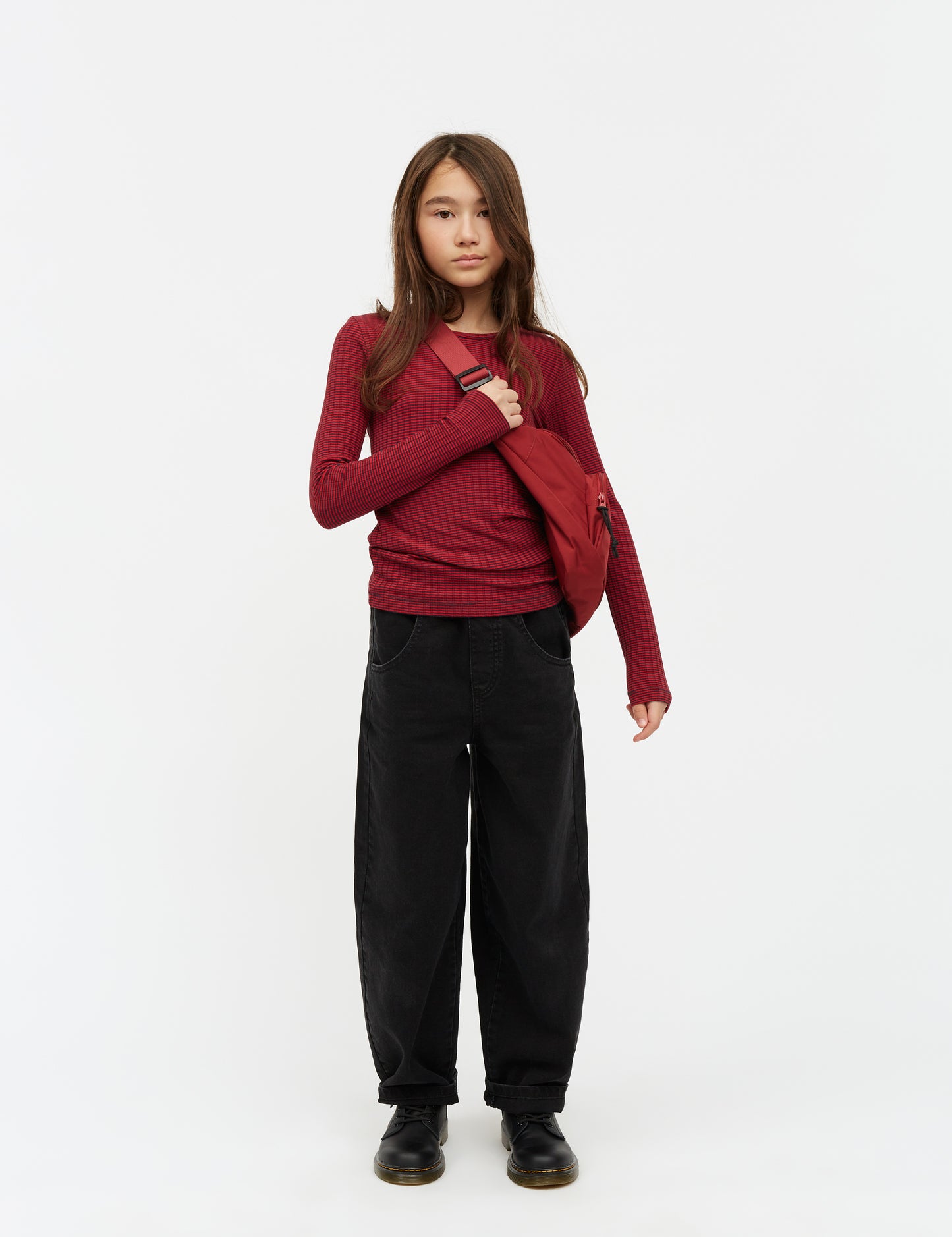 5x5 Classic Stripe Talika Top, Parisian Night/High Risk Red