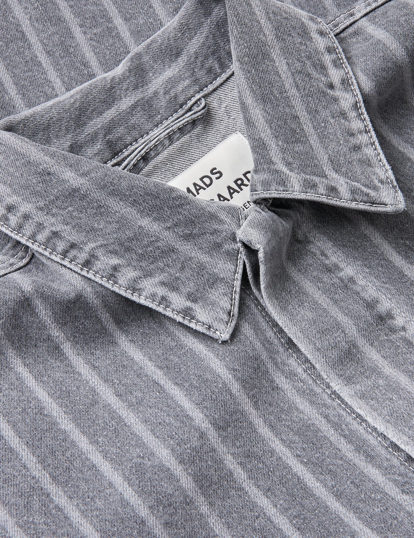 Grey Stripe Denim Johnny Jacket, Grey