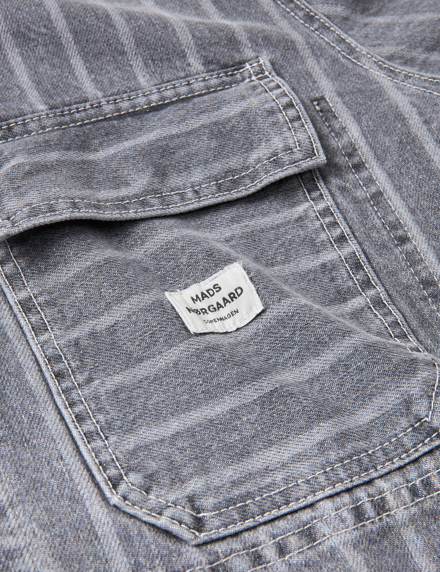 Grey Stripe Denim Johnny Jacket, Grey