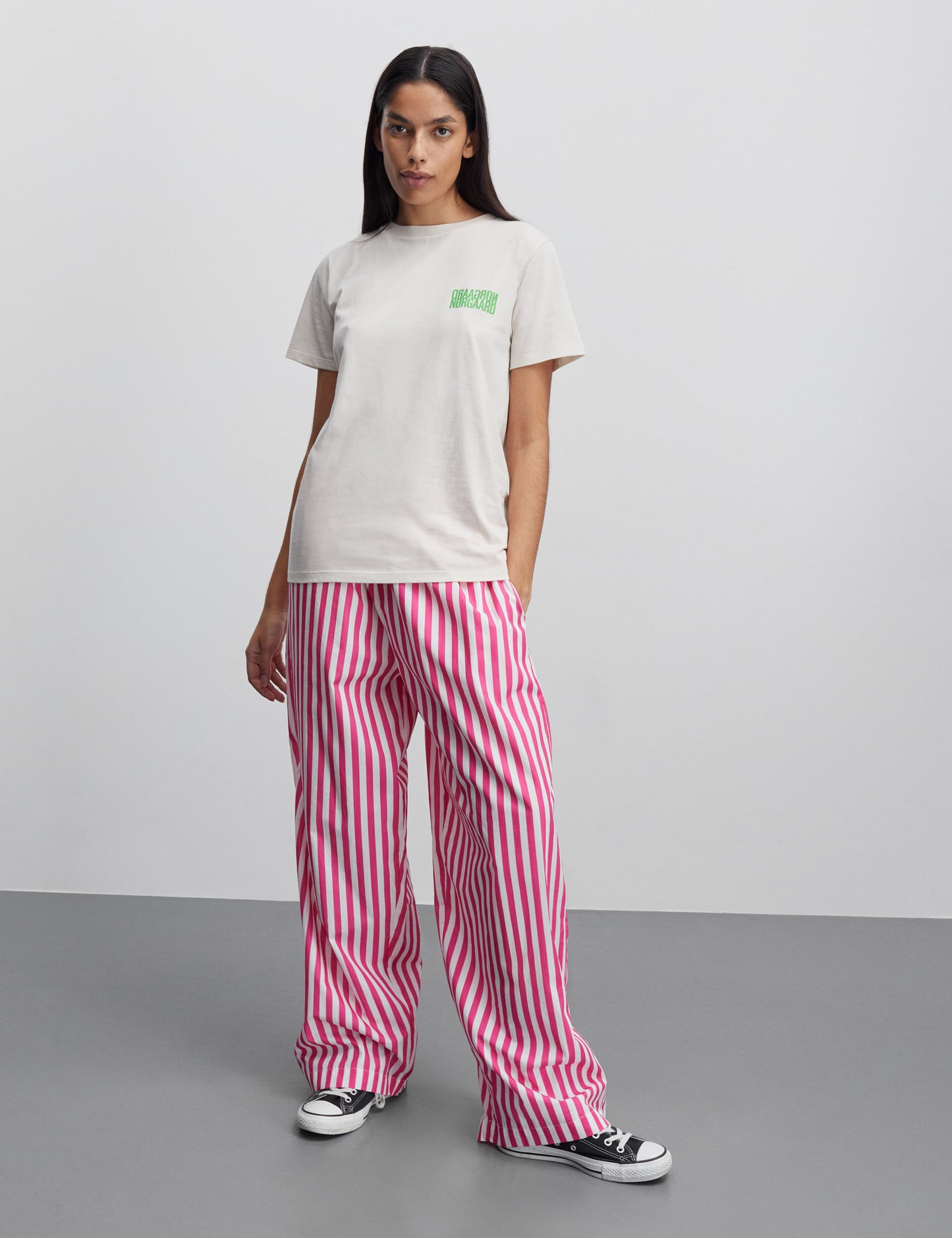 Light Poplin Lola Pants AOP, Fuchsia Purple/Cloud Dancer