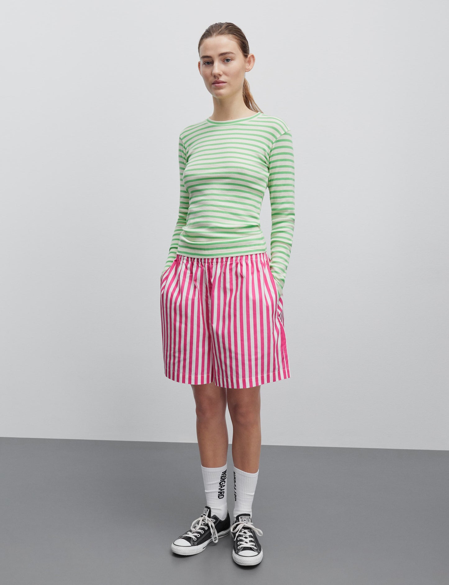 Light Poplin Lolly Shorts AOP, Fuchsia Purple/Cloud Dancer