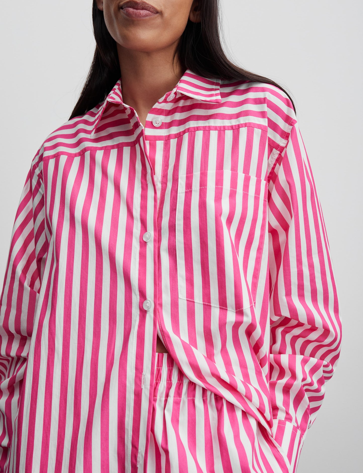 Light Poplin Nuella Shirt AOP, Fuchsia Purple/Cloud Dancer