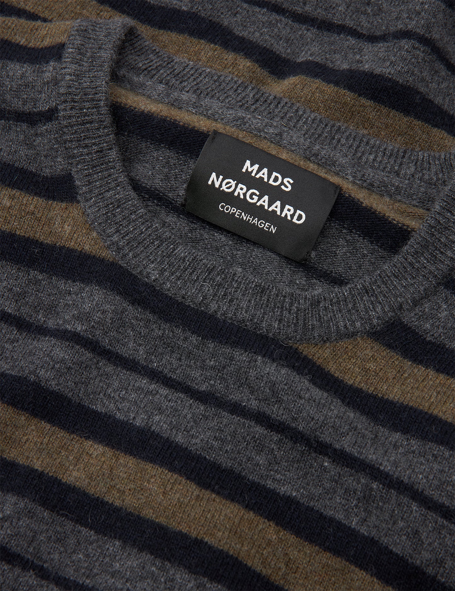 Eco Wool Karsten Stripe Knit, Tarmac/Deep Well/Asphalt