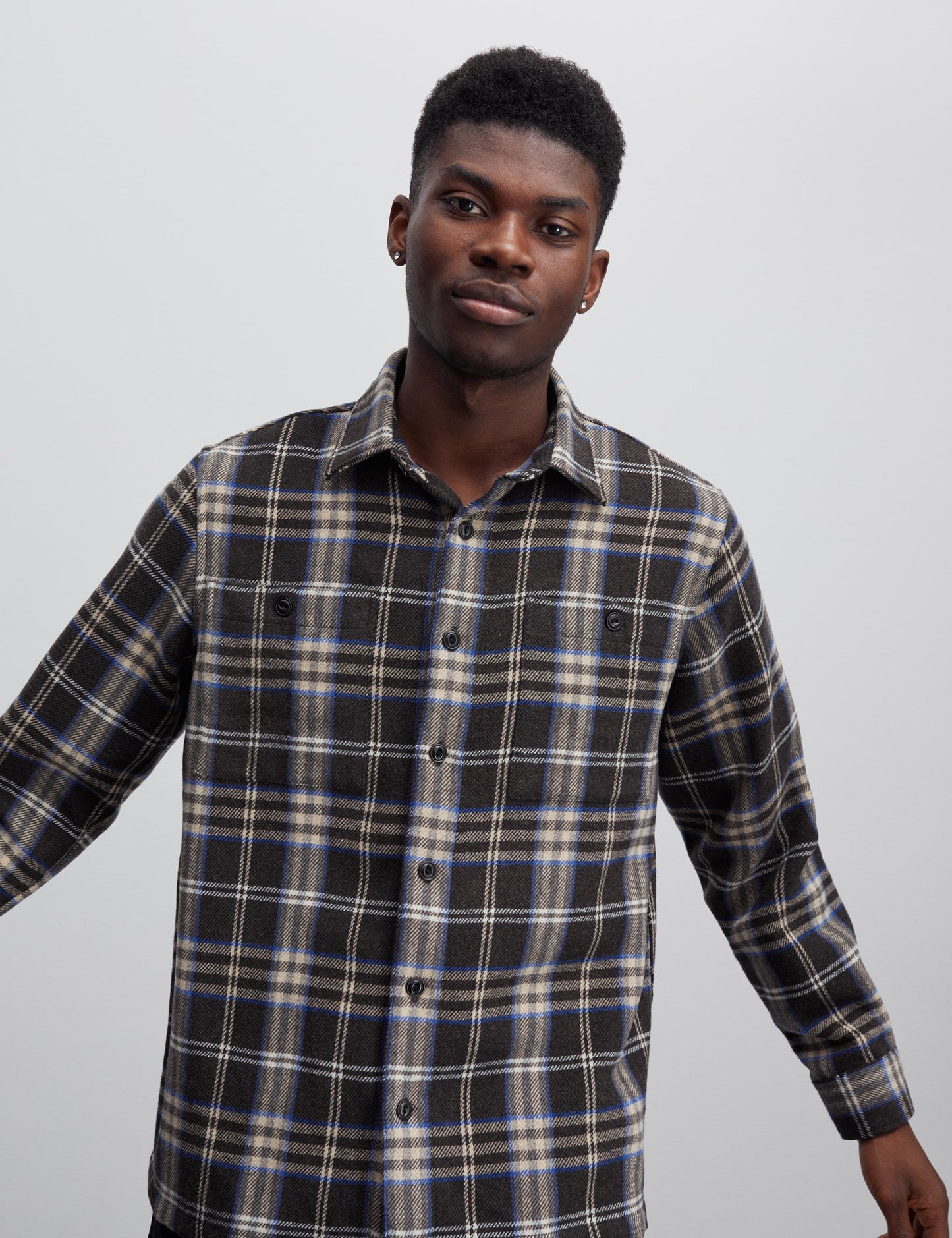 Soft Wool Roar Check Shirt, Black Check