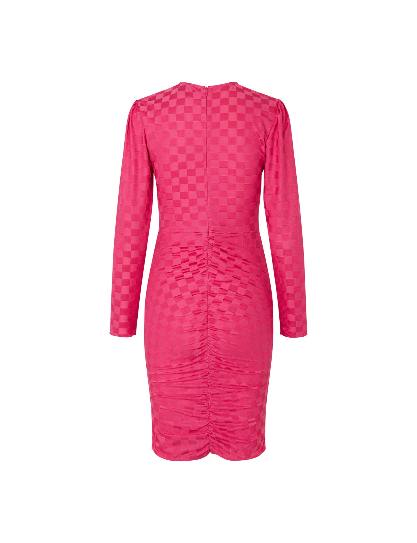 Check Jersey Mary Dress, Fuchsia Purple