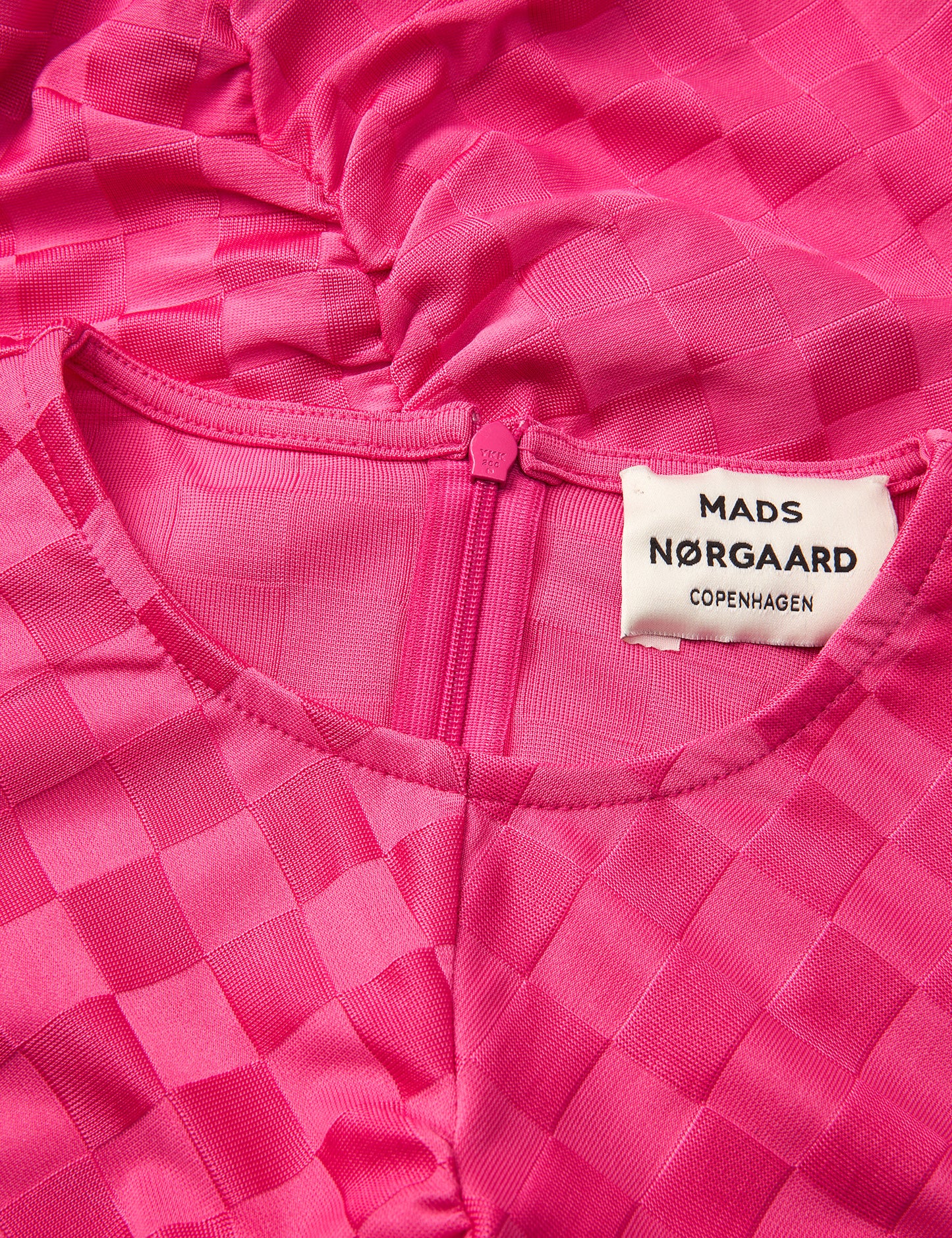 Check Jersey Mary Dress, Fuchsia Purple