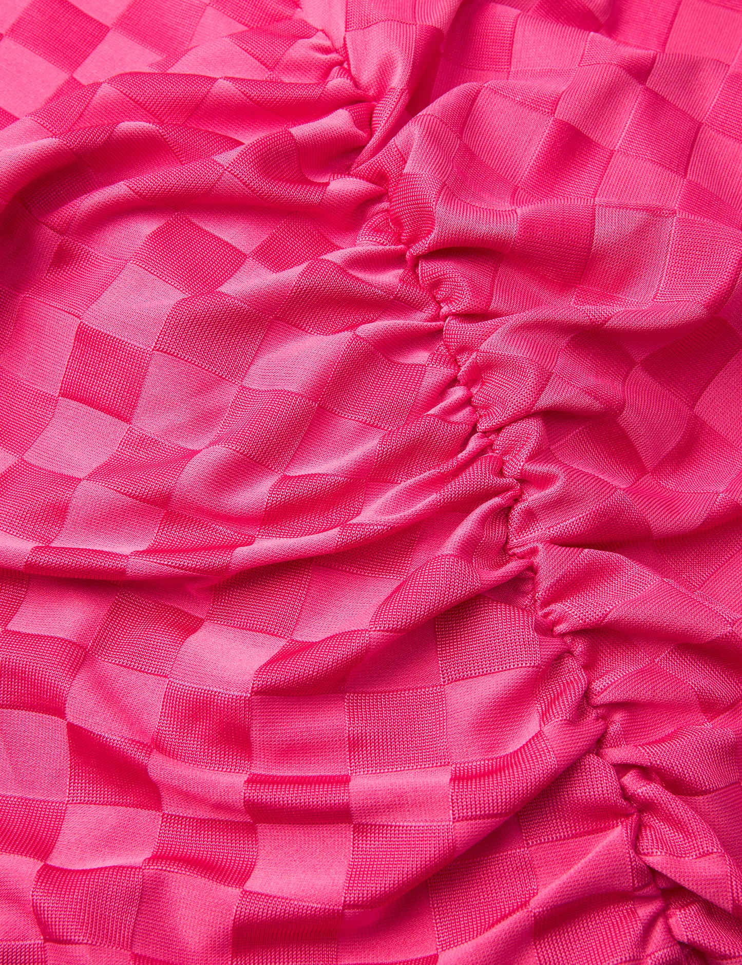 Check Jersey Mary Dress, Fuchsia Purple