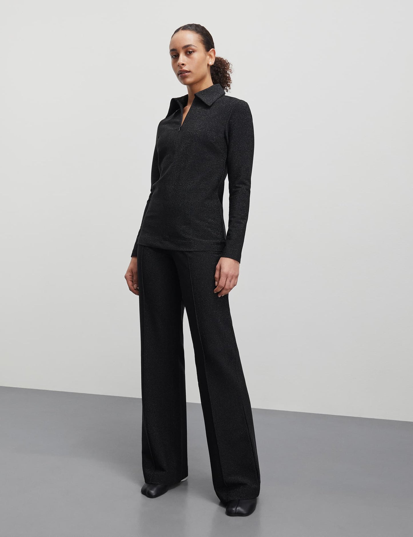 Glitter Stretch Pirla Pants, Black