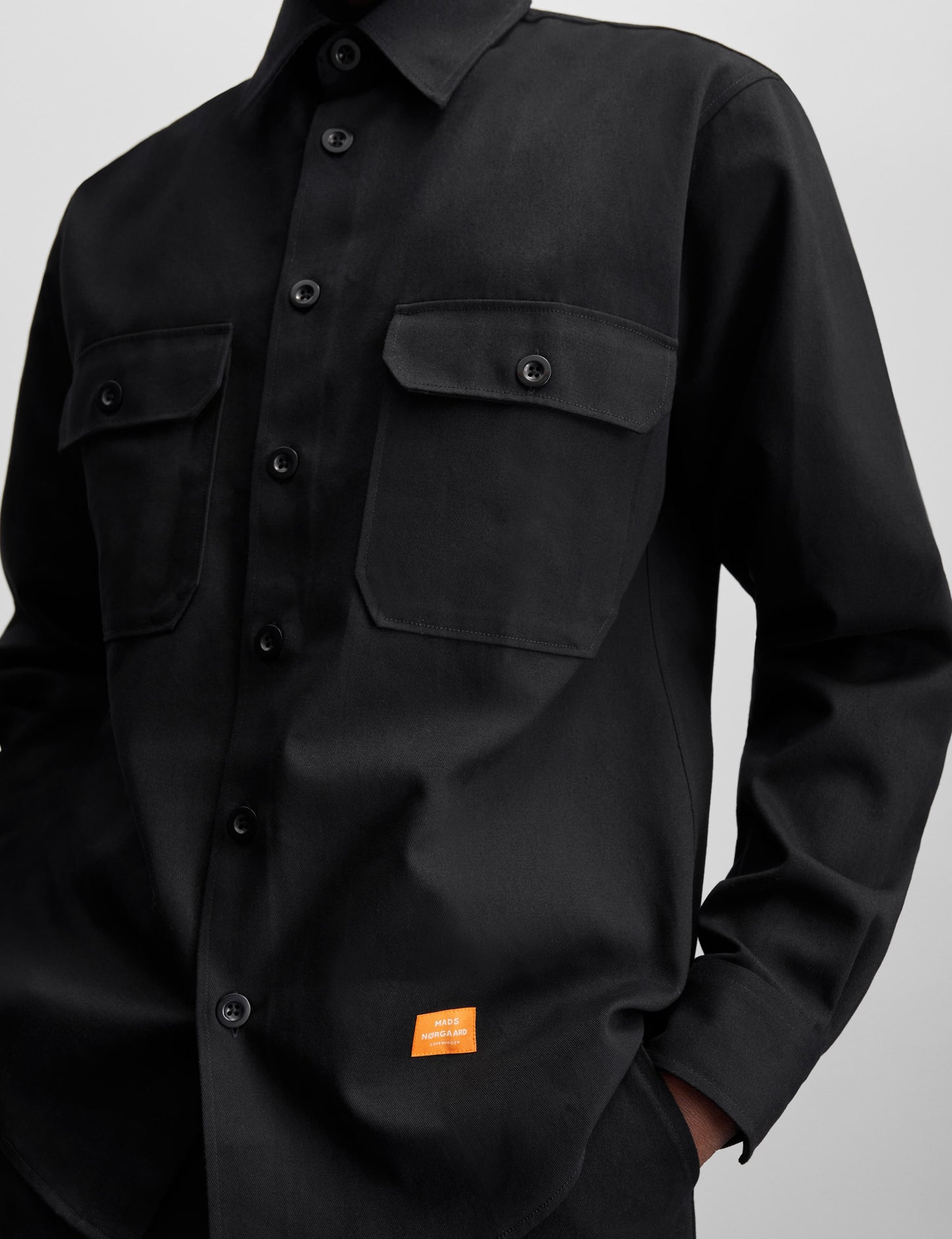 Crisp Twill Storm Work Shirt, Black