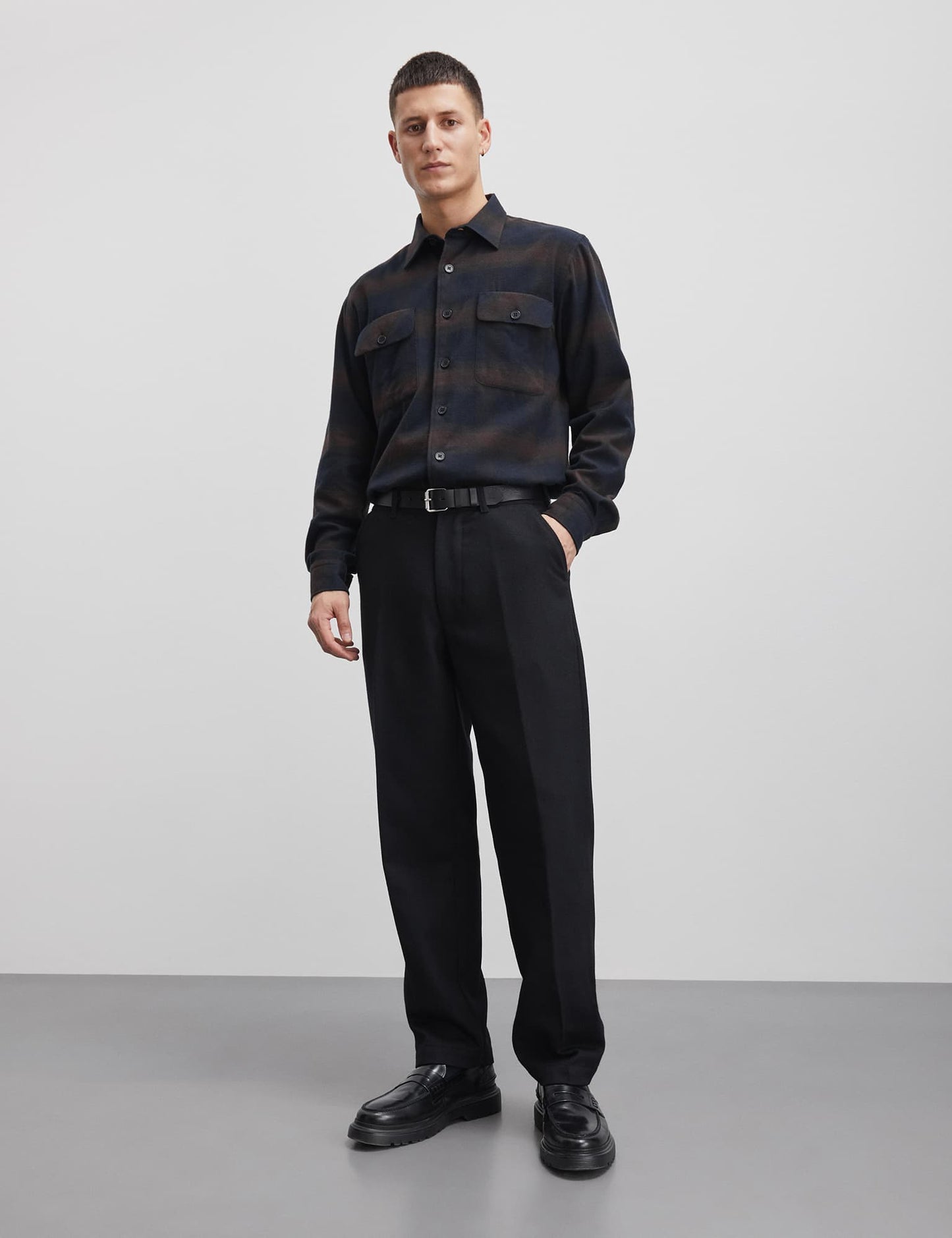 Flannel Heavy Malte Check Shirt, Deep Well/After Dark Check