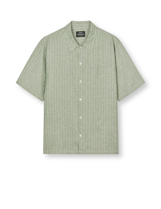 Cotton Linen Mateo Stripe Shirt SS, Sea Spray/Birtch