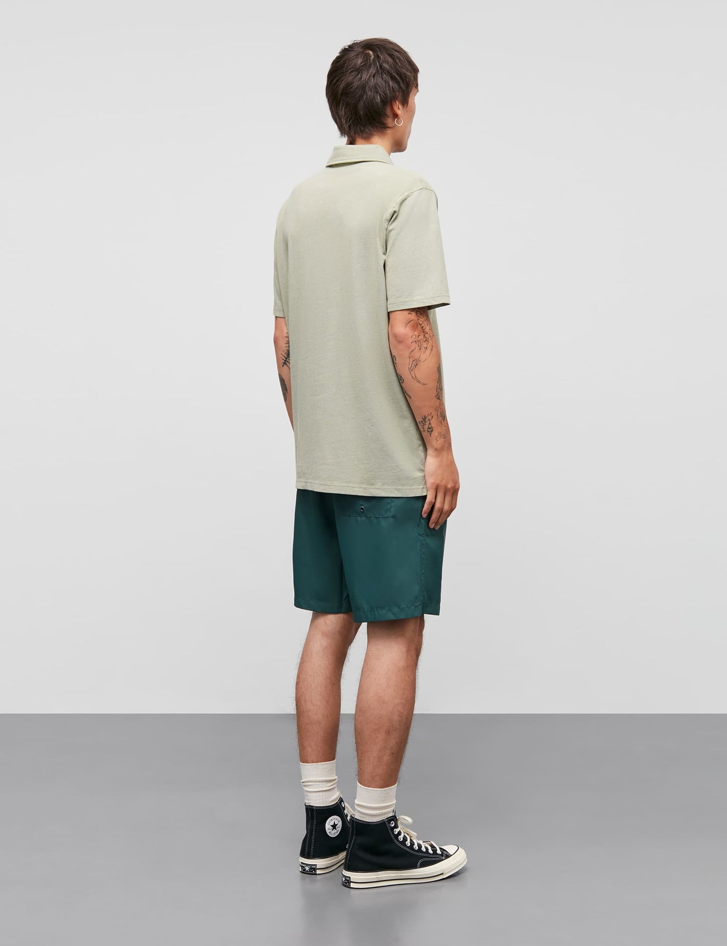 Cotton Jersey Pigment Dye Polo Shirt, Oil Green