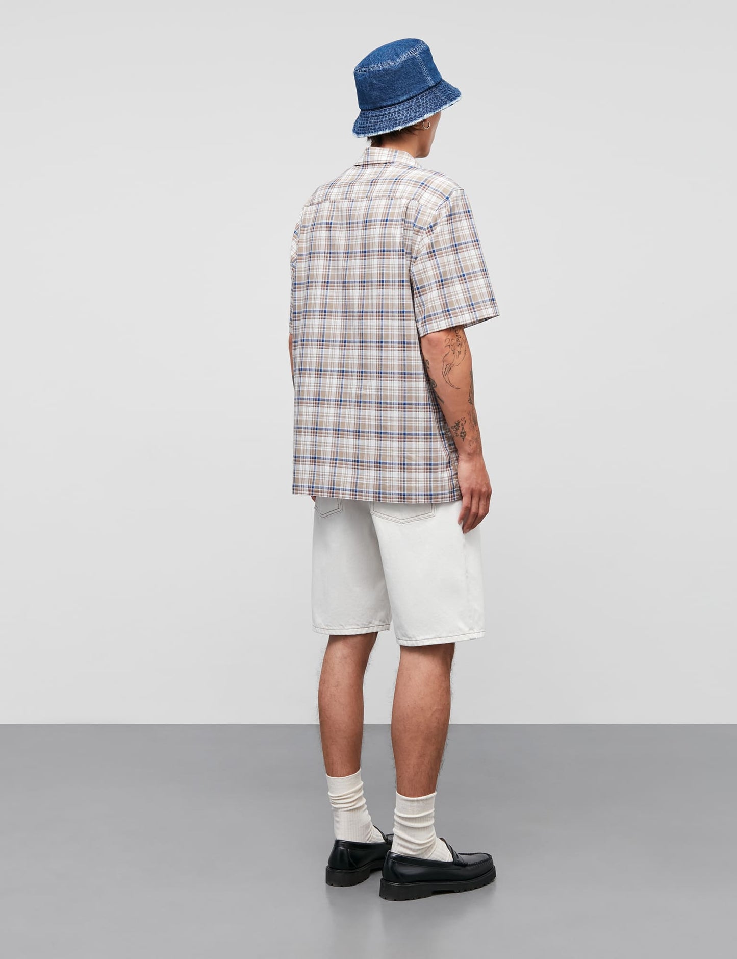 Loose Cotton Check Kenji Shirt SS, Kangaroo Check