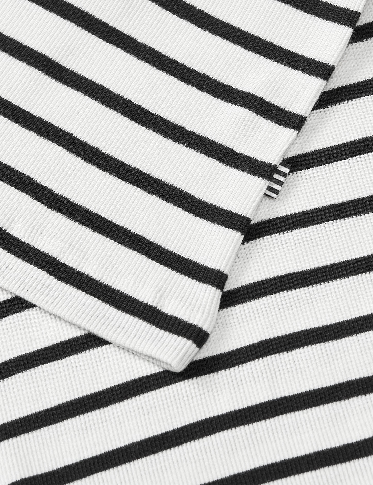 2x2 Cotton Stripe Carinila Top, Vanilla Ice/Black