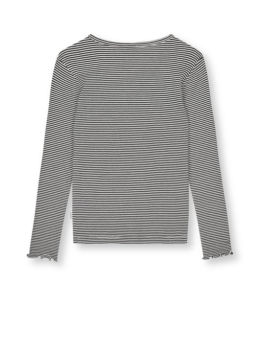 2x2 Cotton Stripe Tala Tee LS, Black/Vanilla Ice