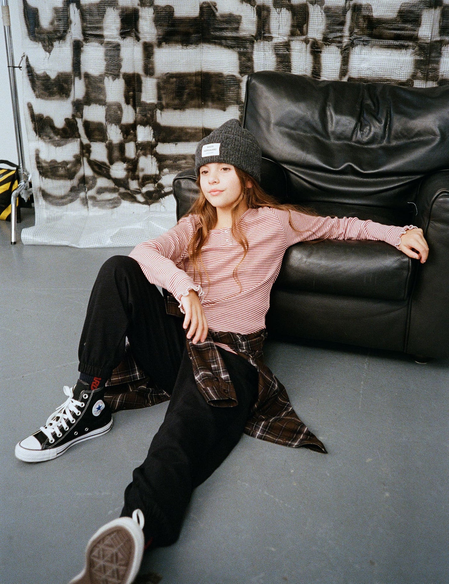 2x2 Cotton Stripe Tala Tee LS, Winery/Vanilla Ice