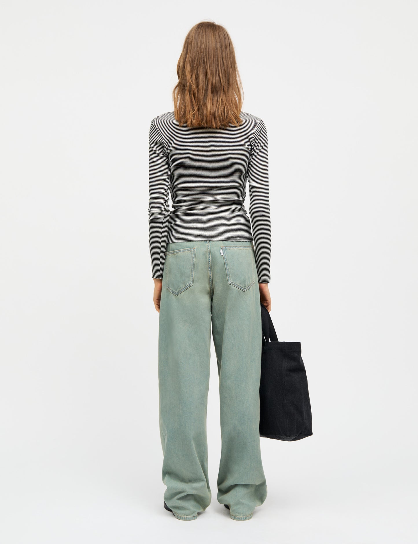 2x2 Cotton Stripe Tuba Tee LS, Black/Vanilla Ice