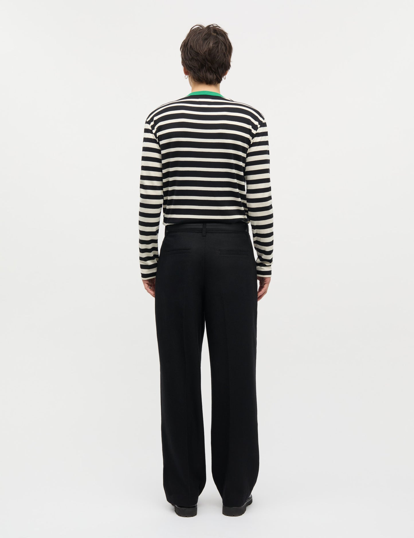 Trio Rib Tobias Tee LS, Black/Seedpearl/Verdant Green
