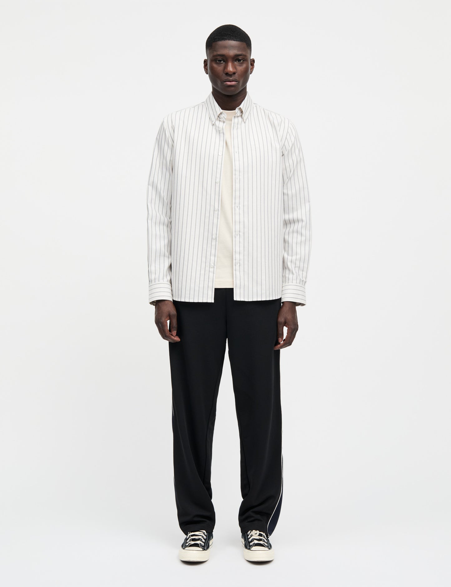Cotton Oxford Sune Stripe Shirt BD FAV, White/Parisian Night/Rainy Day