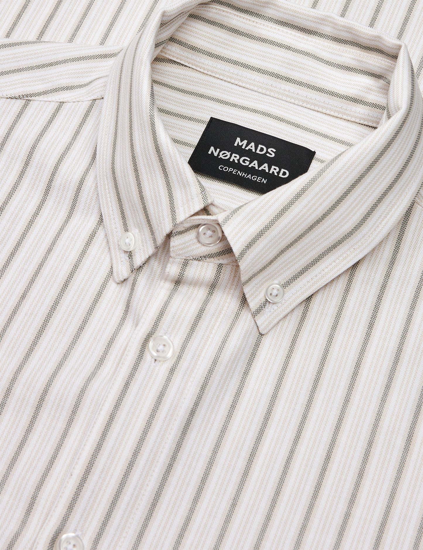 Cotton Oxford Sune Stripe Shirt BD FAV, White/Four Leaf Clover/Rainy D