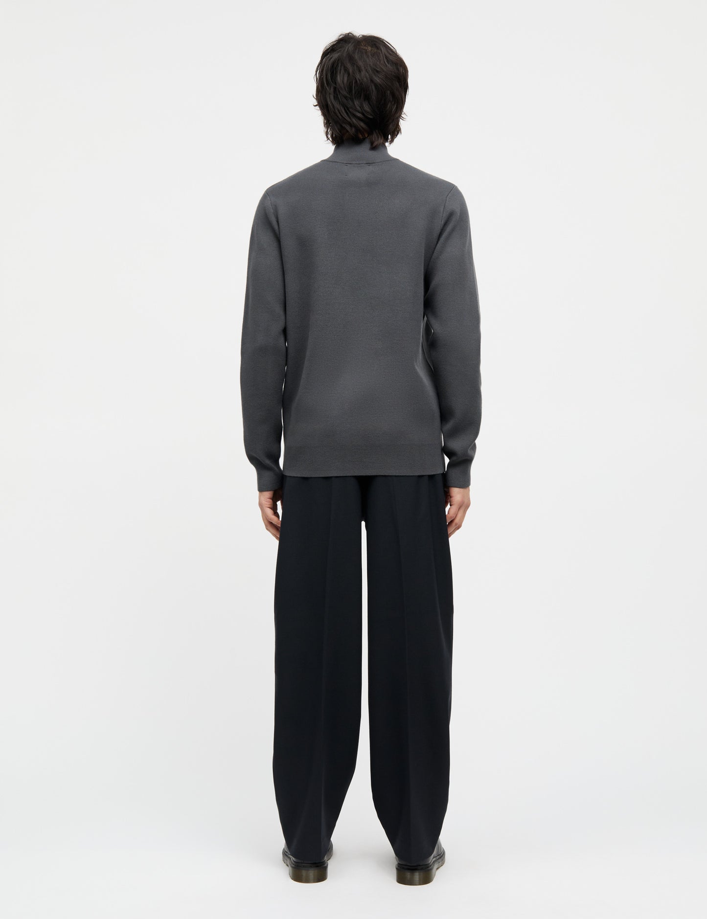 Wool Klemens Half Zip Knit, Charcoal Melange