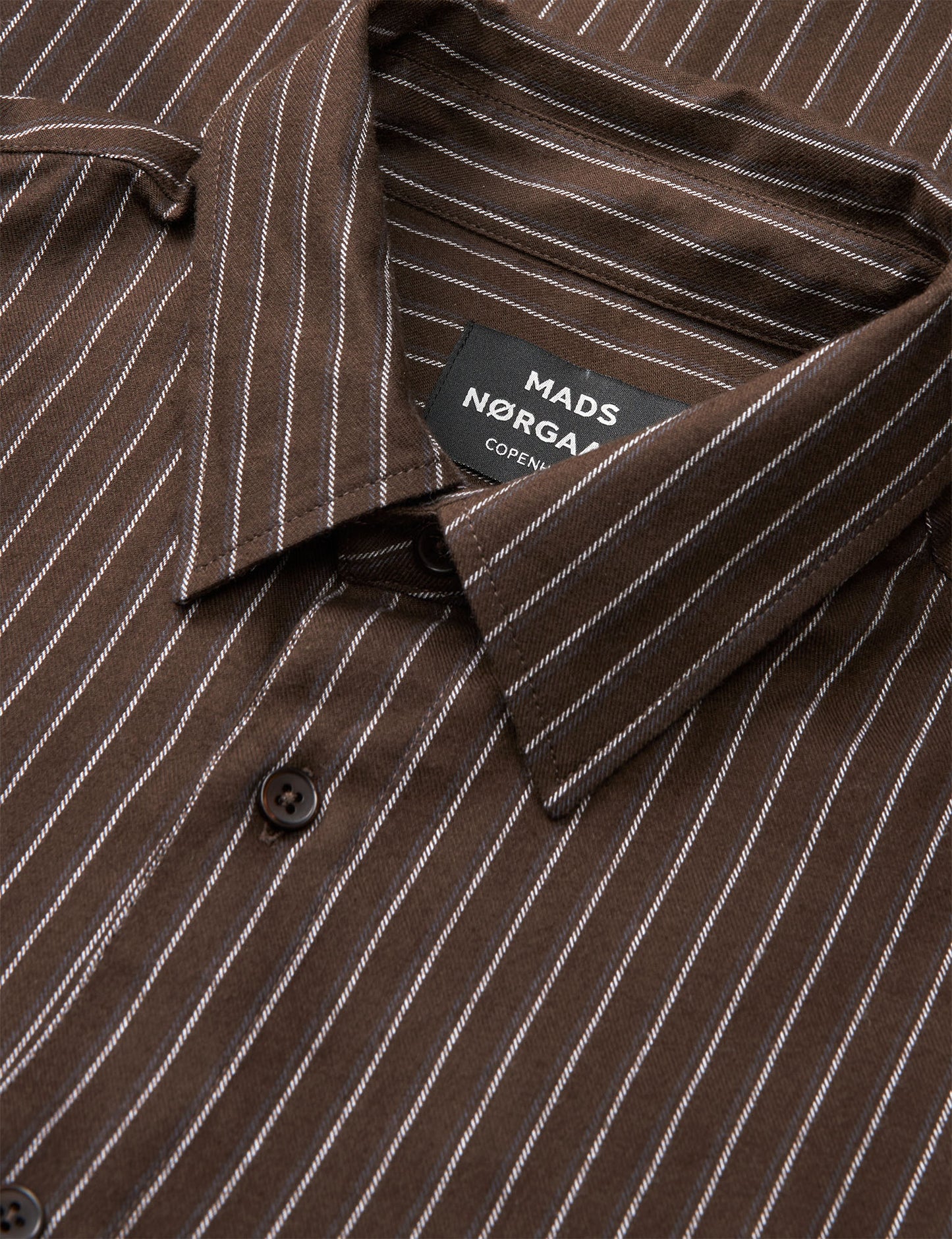 Cotton Flannel Stripe Sune Shirt, Demitasse Stripe