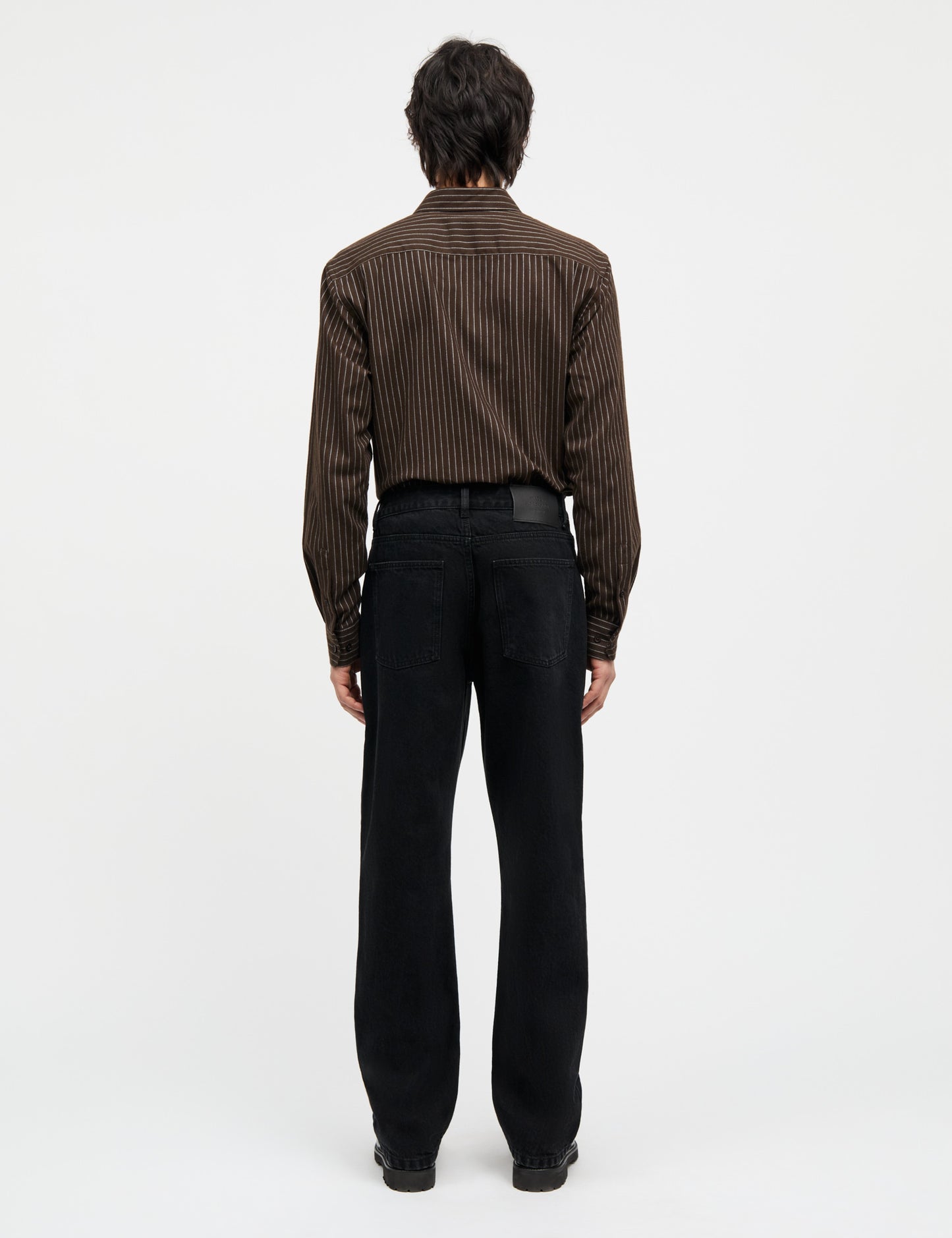 Cotton Flannel Stripe Sune Shirt, Demitasse Stripe