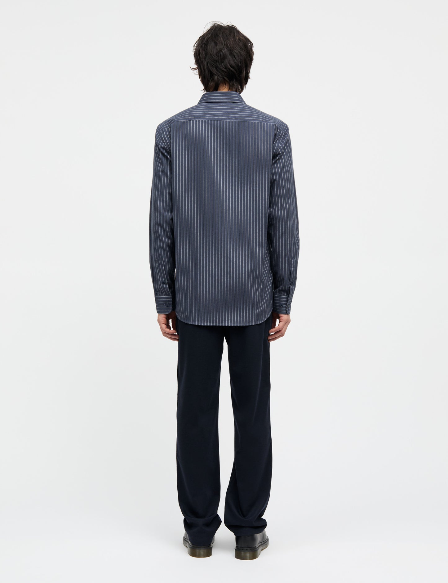 Cotton Flannel Stripe Sune Shirt, Parisian Night Stripe