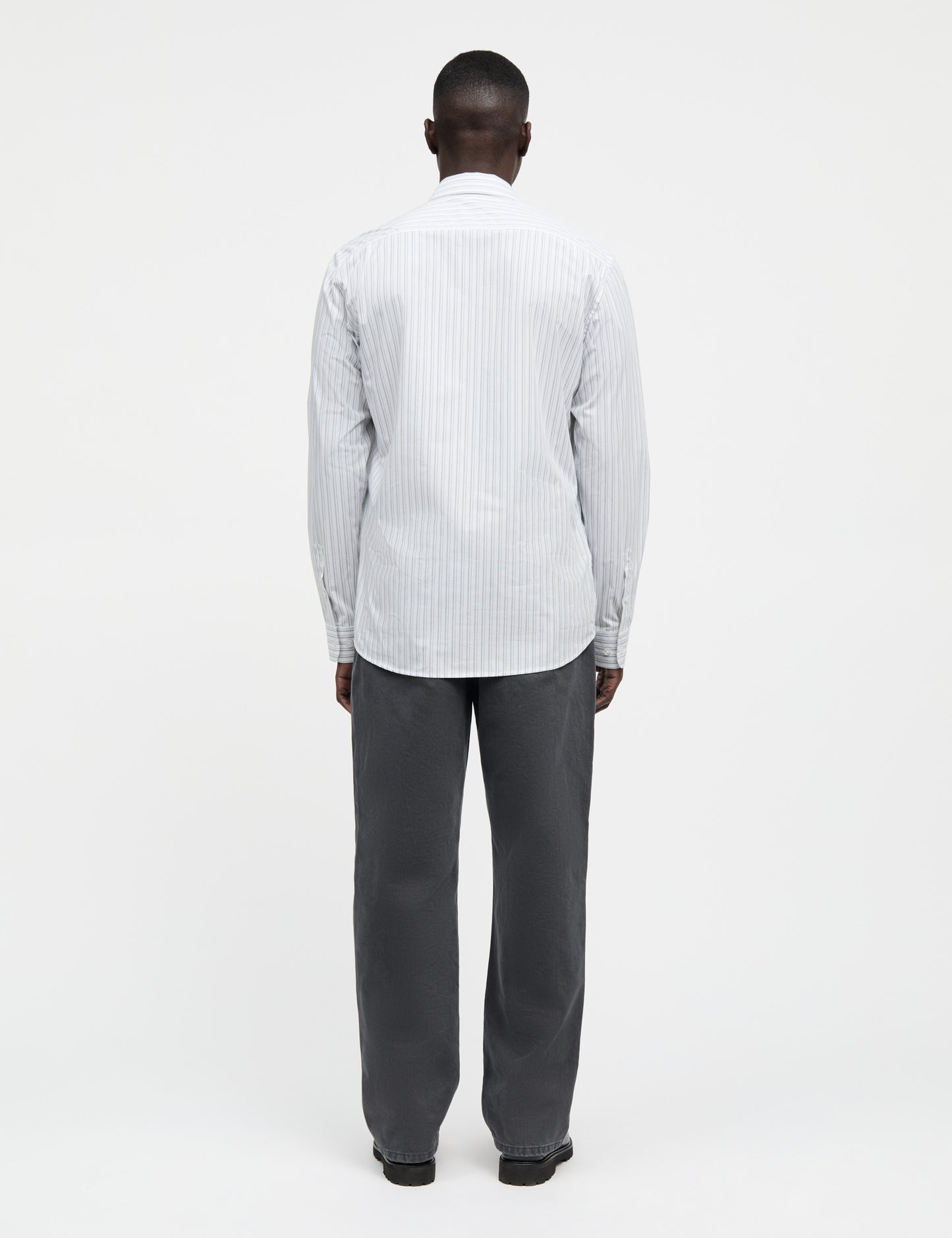 Prime Cotton Poplin Sune Shirt, White/Asphalt Stripe