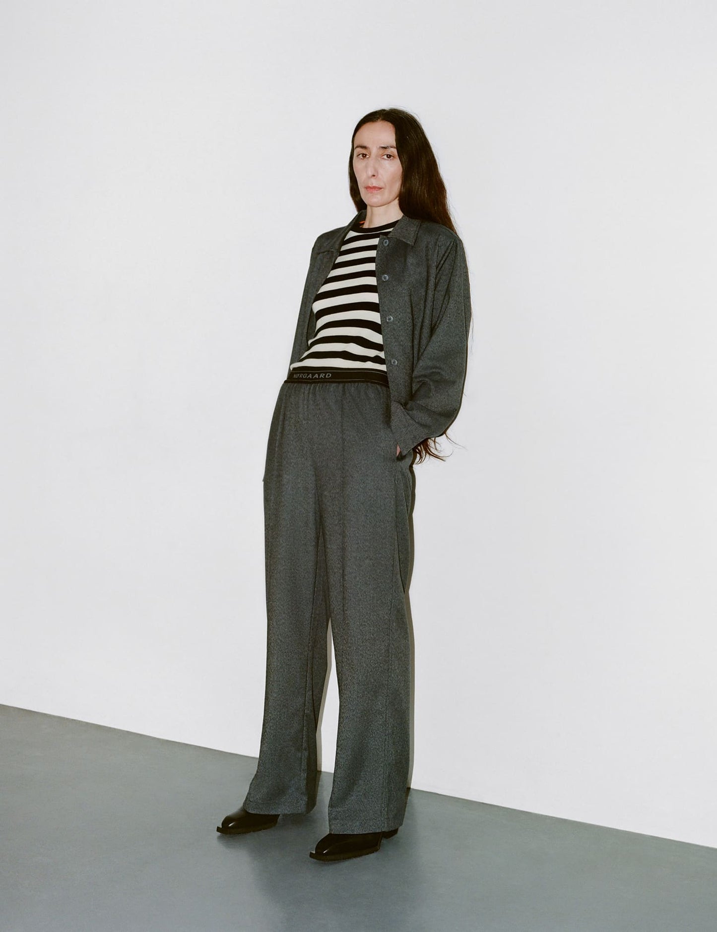 Melange Harly Pants, Dark Grey Melange