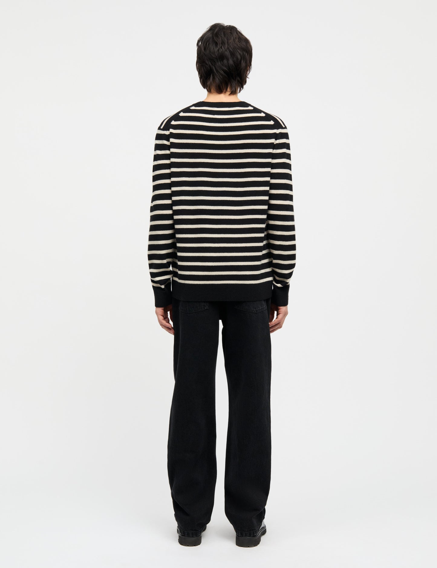 Super Wool Karsten Stripe Knit, Black/Rainy Day