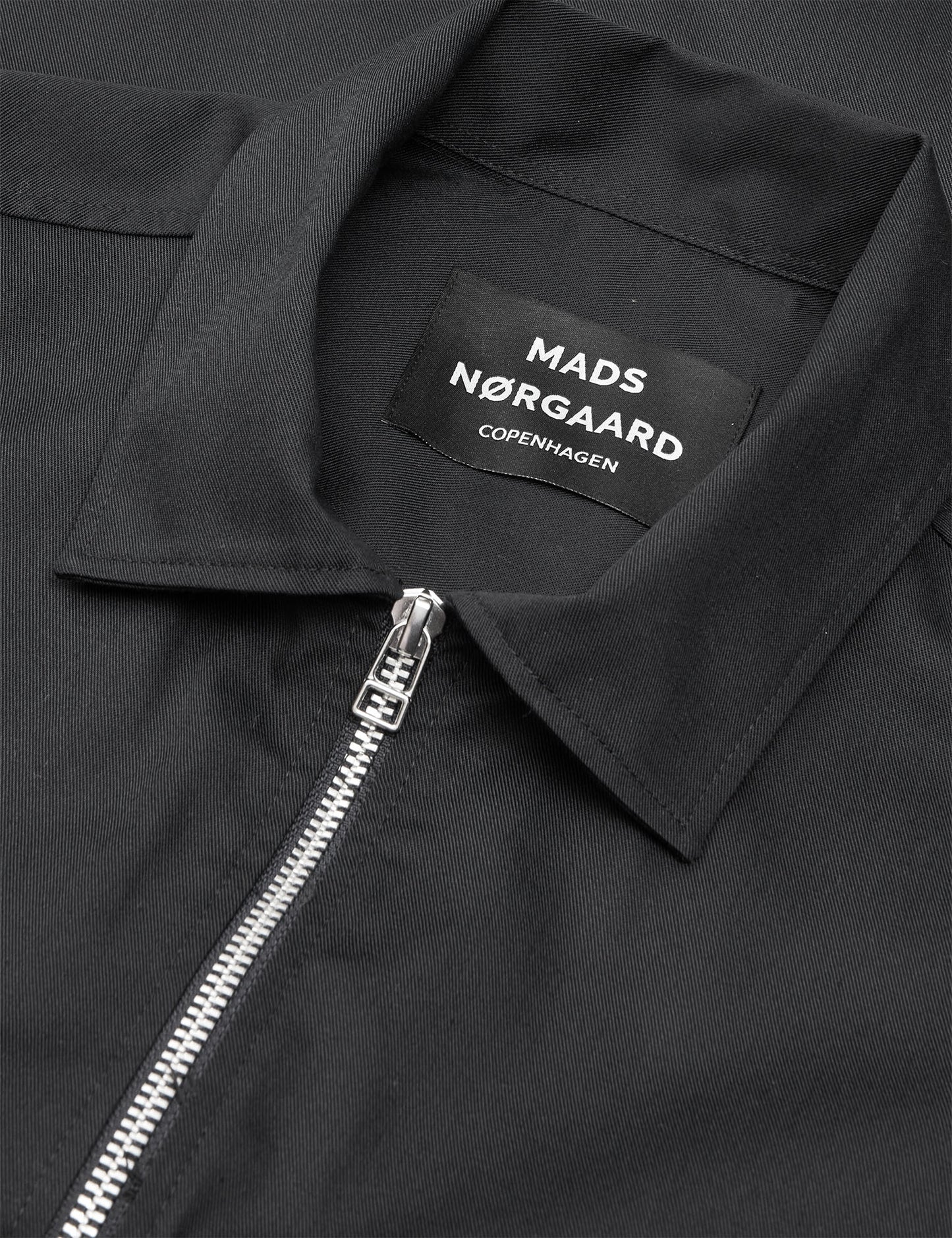 Narrow Twill Dexter Zip Shirt, Black