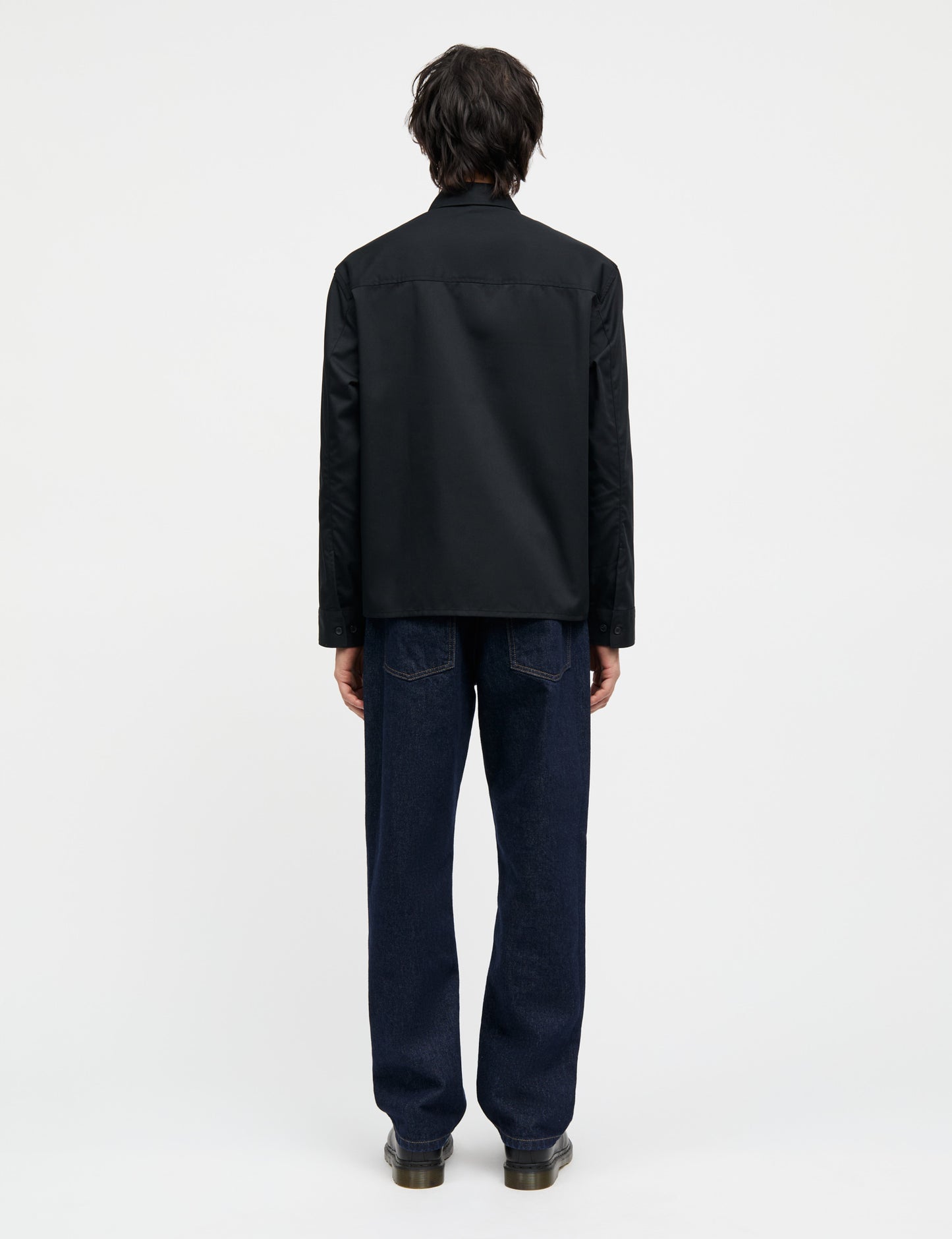 Narrow Twill Dexter Zip Shirt, Black