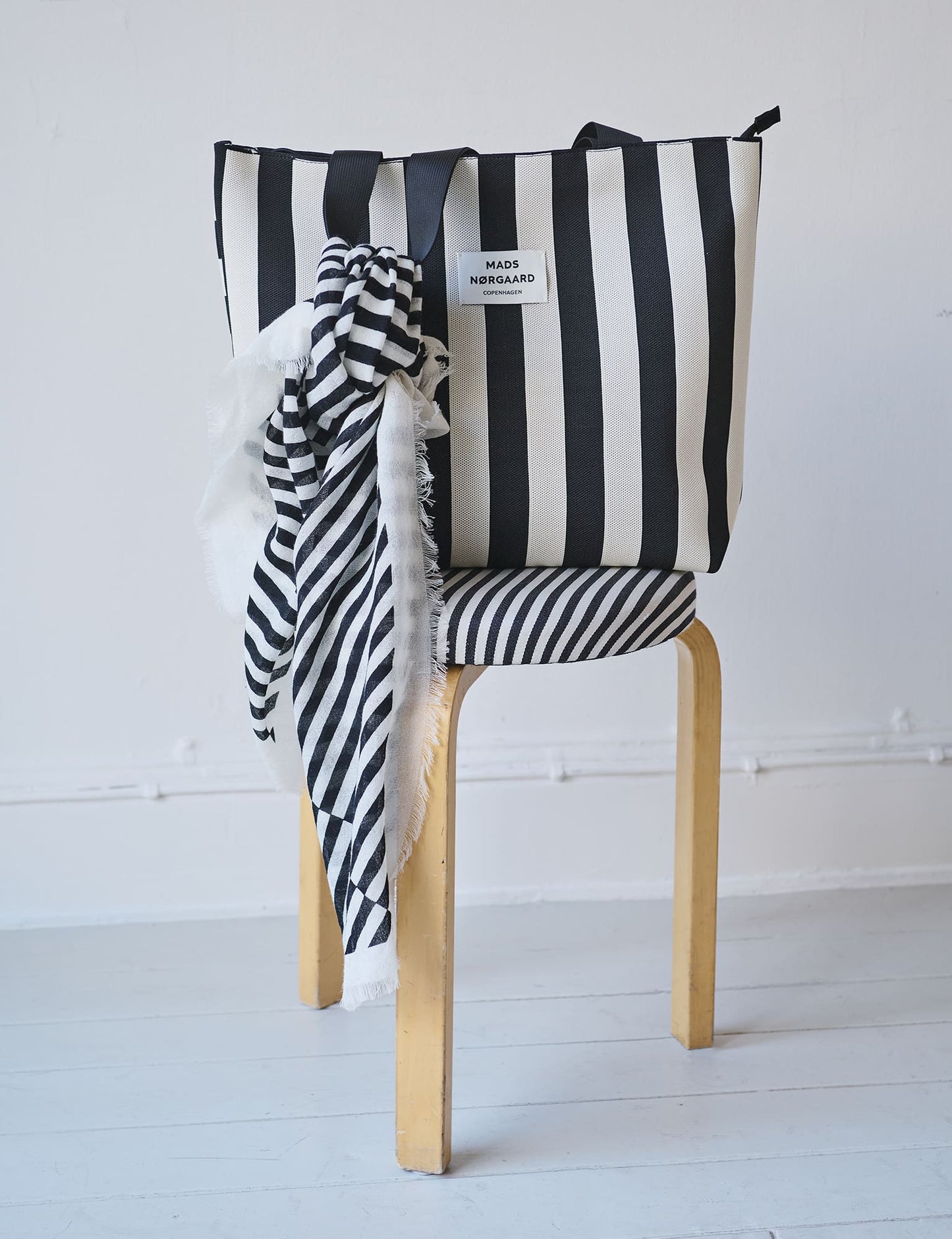 Knit Stripe Tote Bag, Black