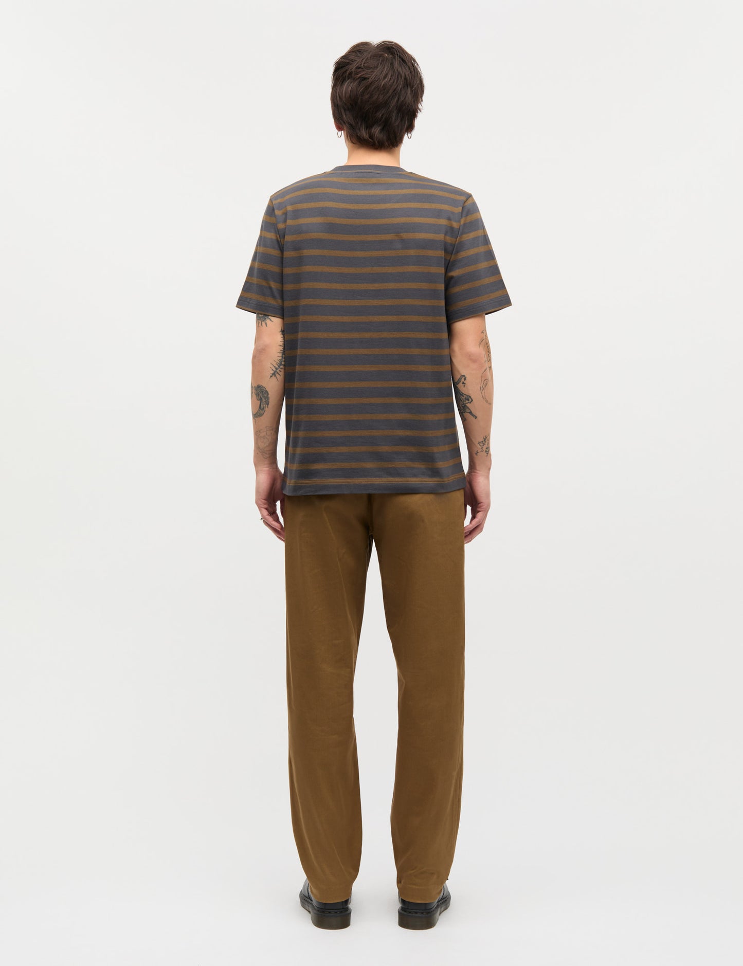Cotton Jersey Stripe Frode Tee, Asphalt/Beech