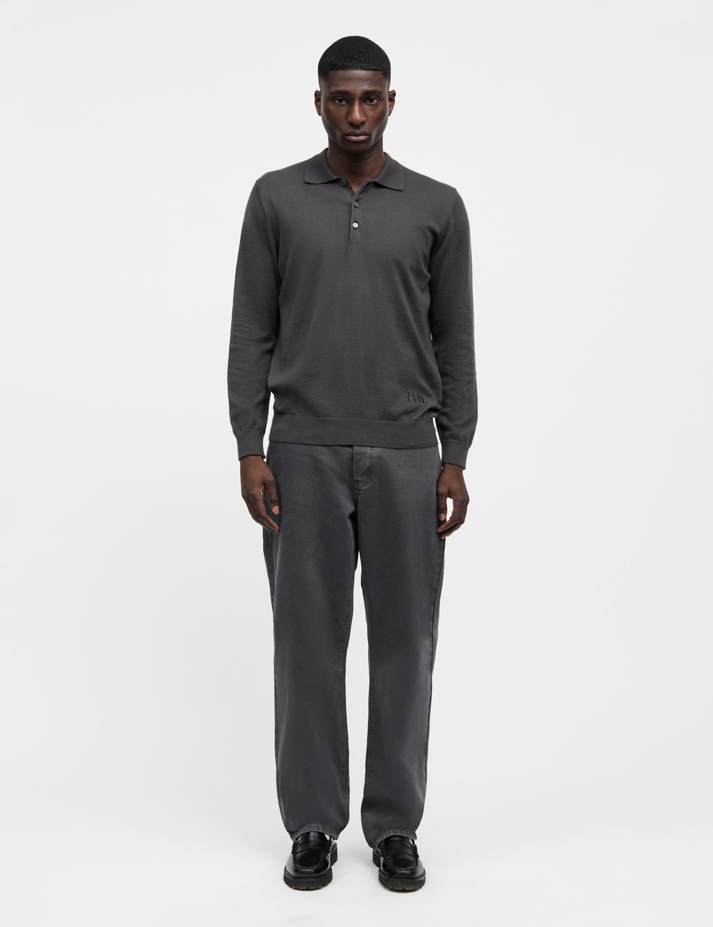 Light Terry Polo Sweat, Asphalt