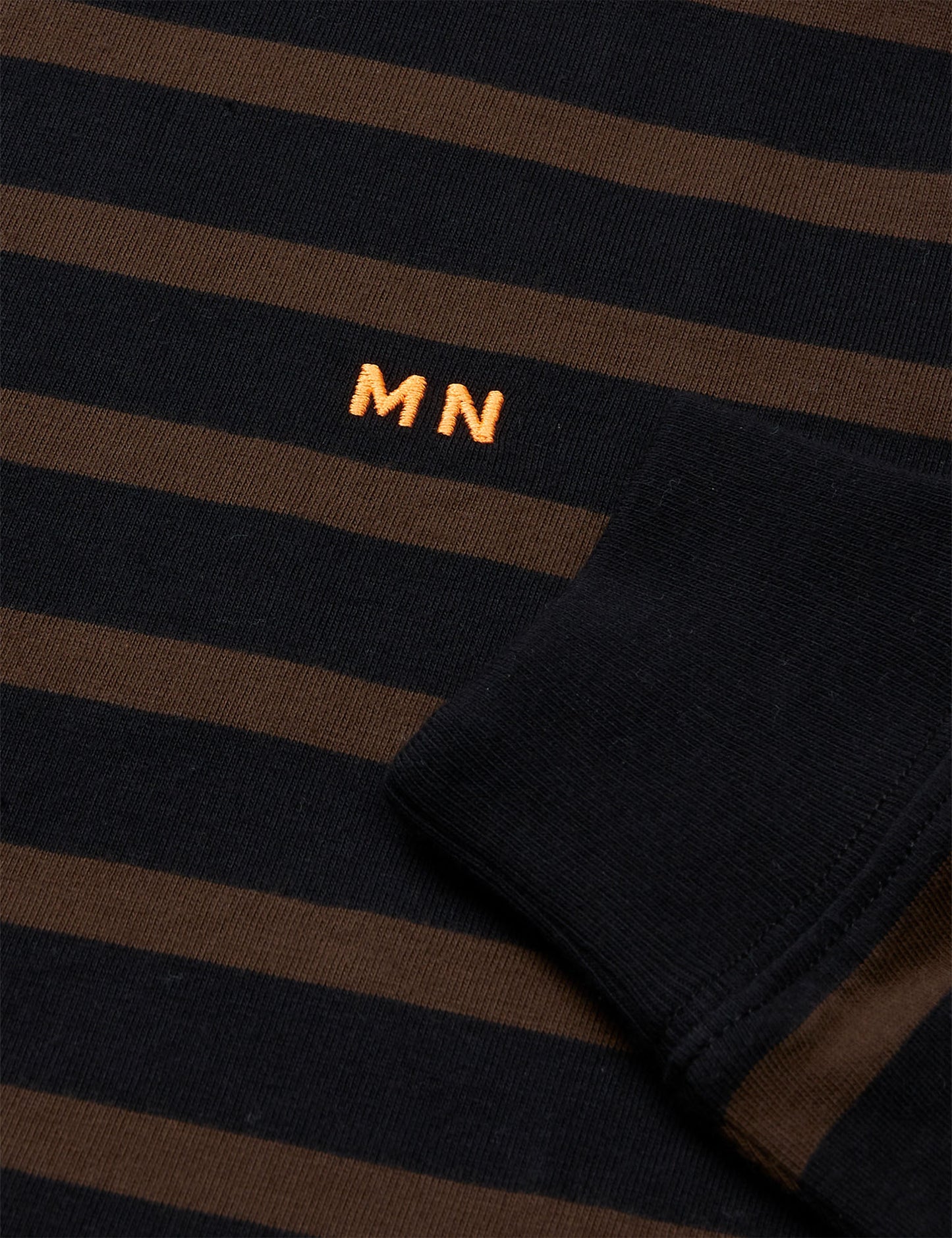 Cotton Jersey Stripe Carlito Tee LS, Black/Demitasse